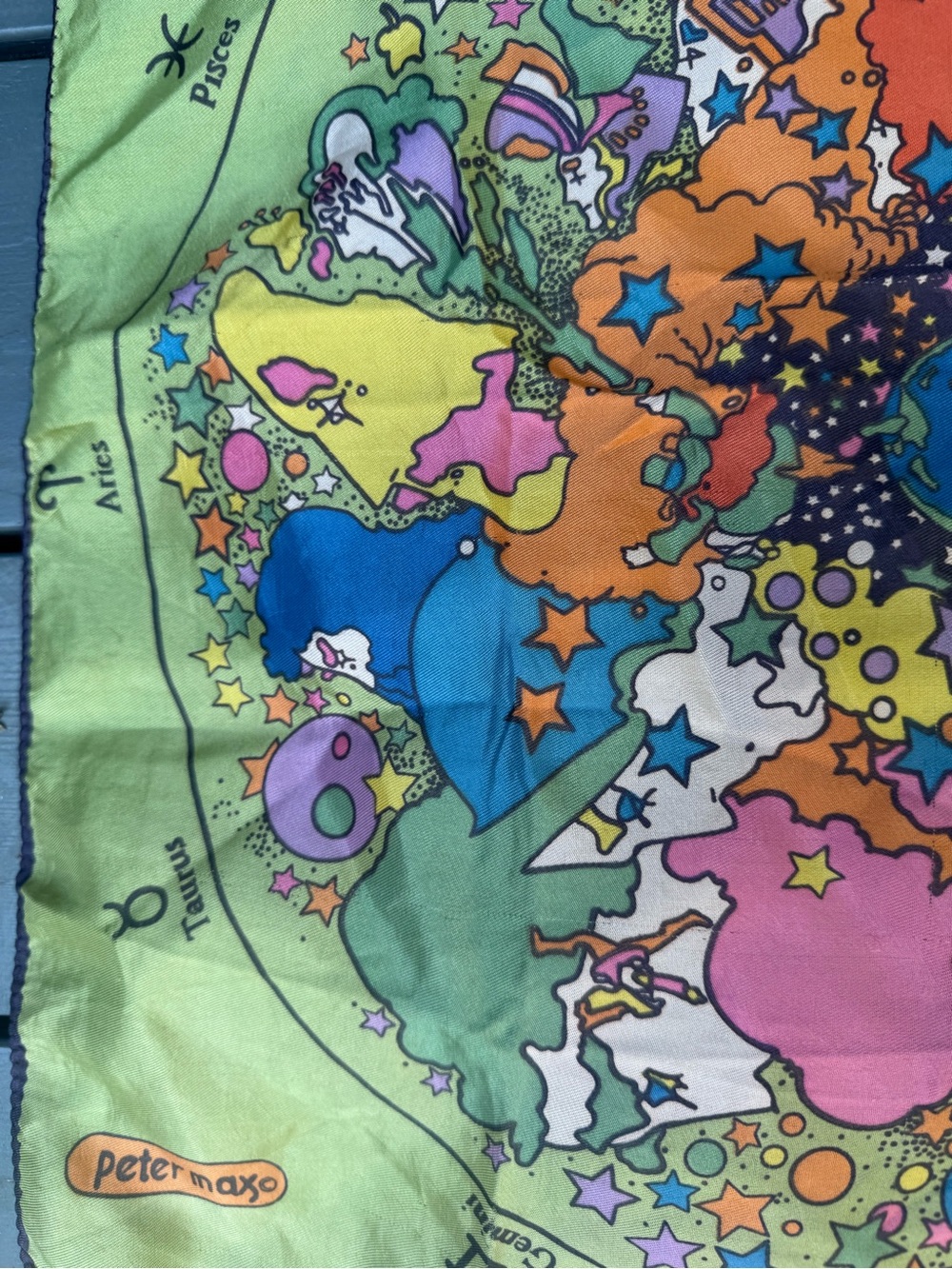 Peter Max vintage Astrology Zodiac Scarf  Celestial Print - Picture 4 of 4